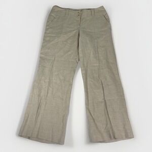 MICHAEL KORS Linen Wide Leg Pants‎ Womens 10 Beige Pockets Classic Preppy Luxury